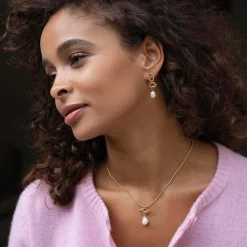 Femme Luzaka Colliers<Collier Valéria acier doré or et nacre
