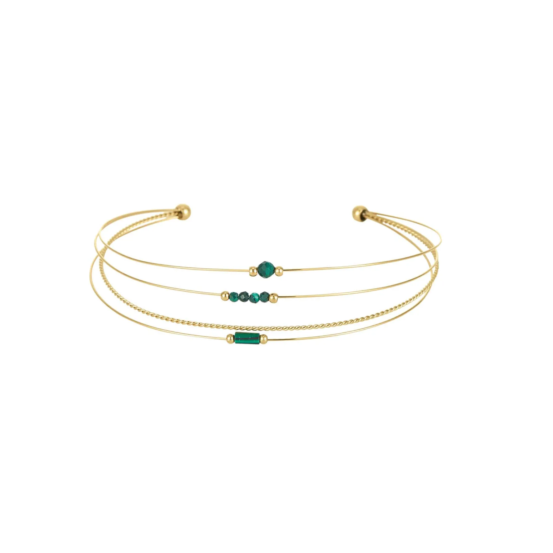 Femme Luzaka Bracelets<Jonc Isa Pierres Malachite acier doré or