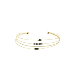 Femme Luzaka Bracelets<Jonc Isa Pierres Obsidienne acier doré or