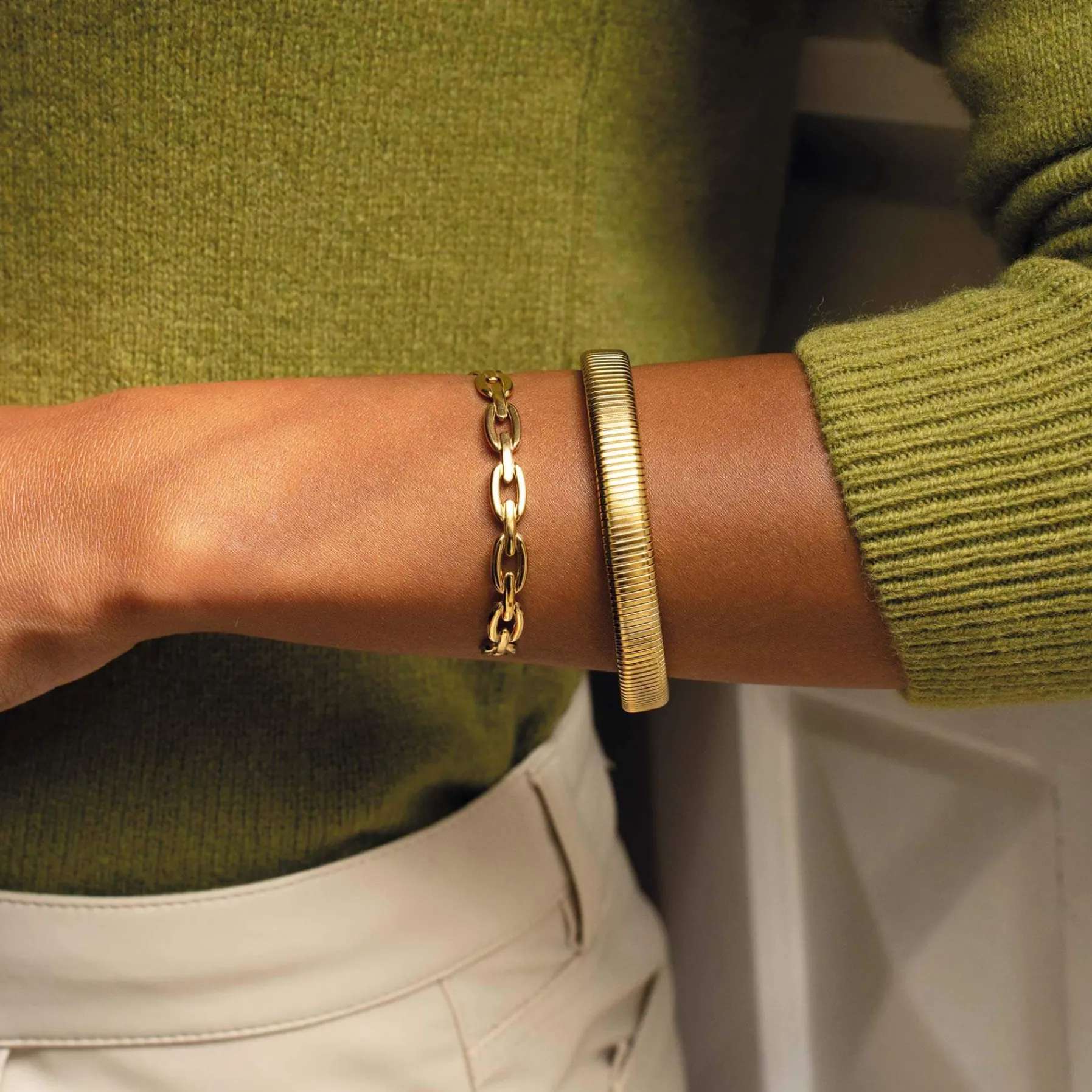 Femme Luzaka Bracelets<jonc Maya acier doré or