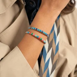 Femme Luzaka Bracelets<Jonc Mona bleu acier doré or
