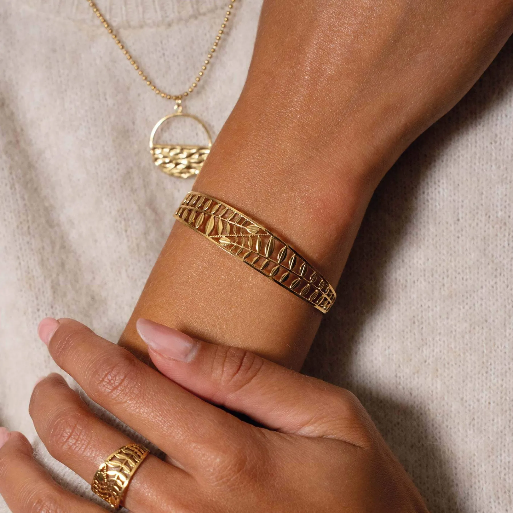 Femme Luzaka Bracelets<Jonc Rameau acier doré or