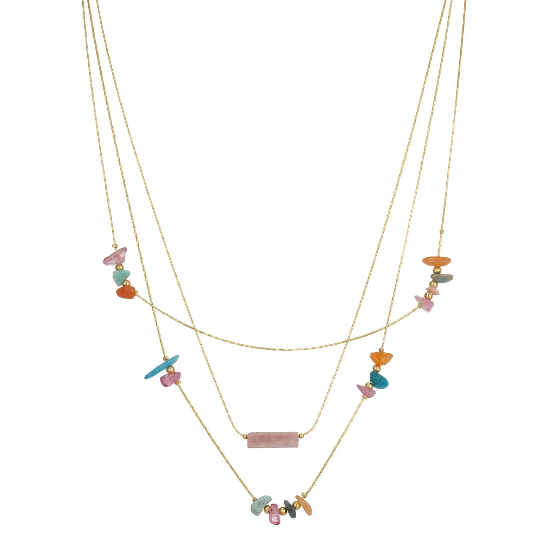 Femme Luzaka Colliers<Multi rangs Cassandre acier doré or