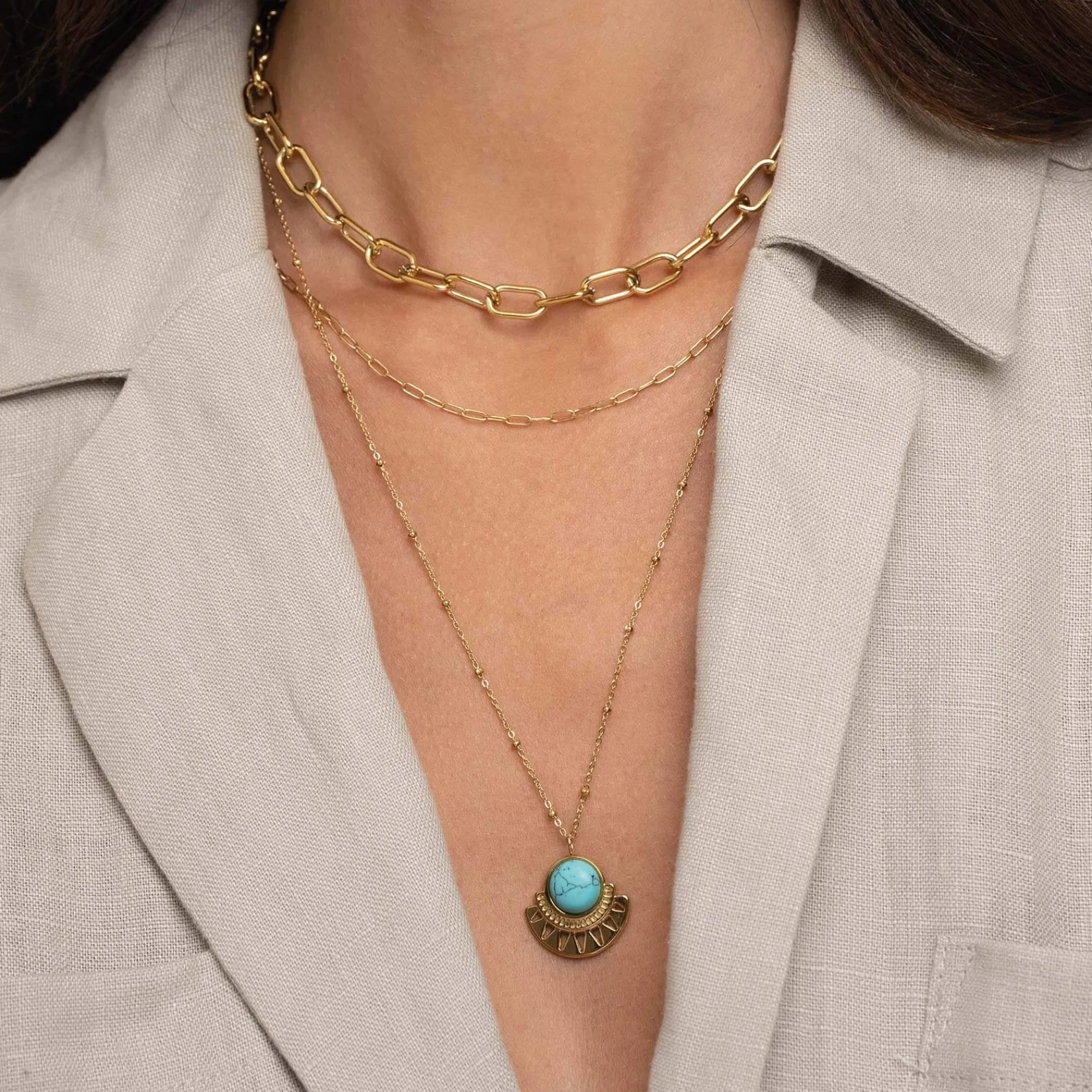 Femme Luzaka Colliers<Multirangs Enya Turquoise