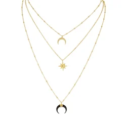 Femme Luzaka Colliers<Multirangs Lunes acier dorées