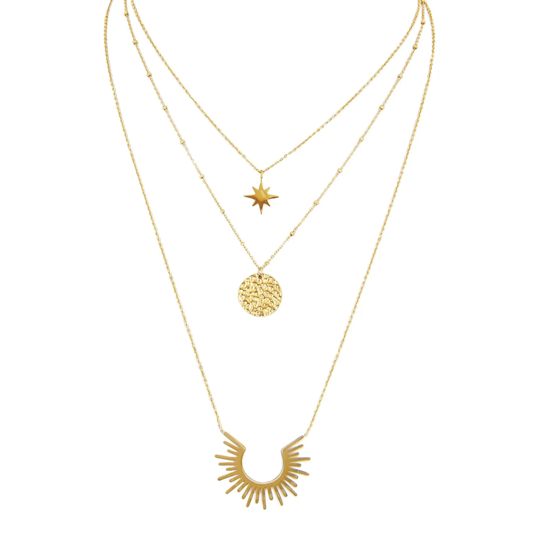 Femme Luzaka Colliers<Multirangs Soleil acier doré or