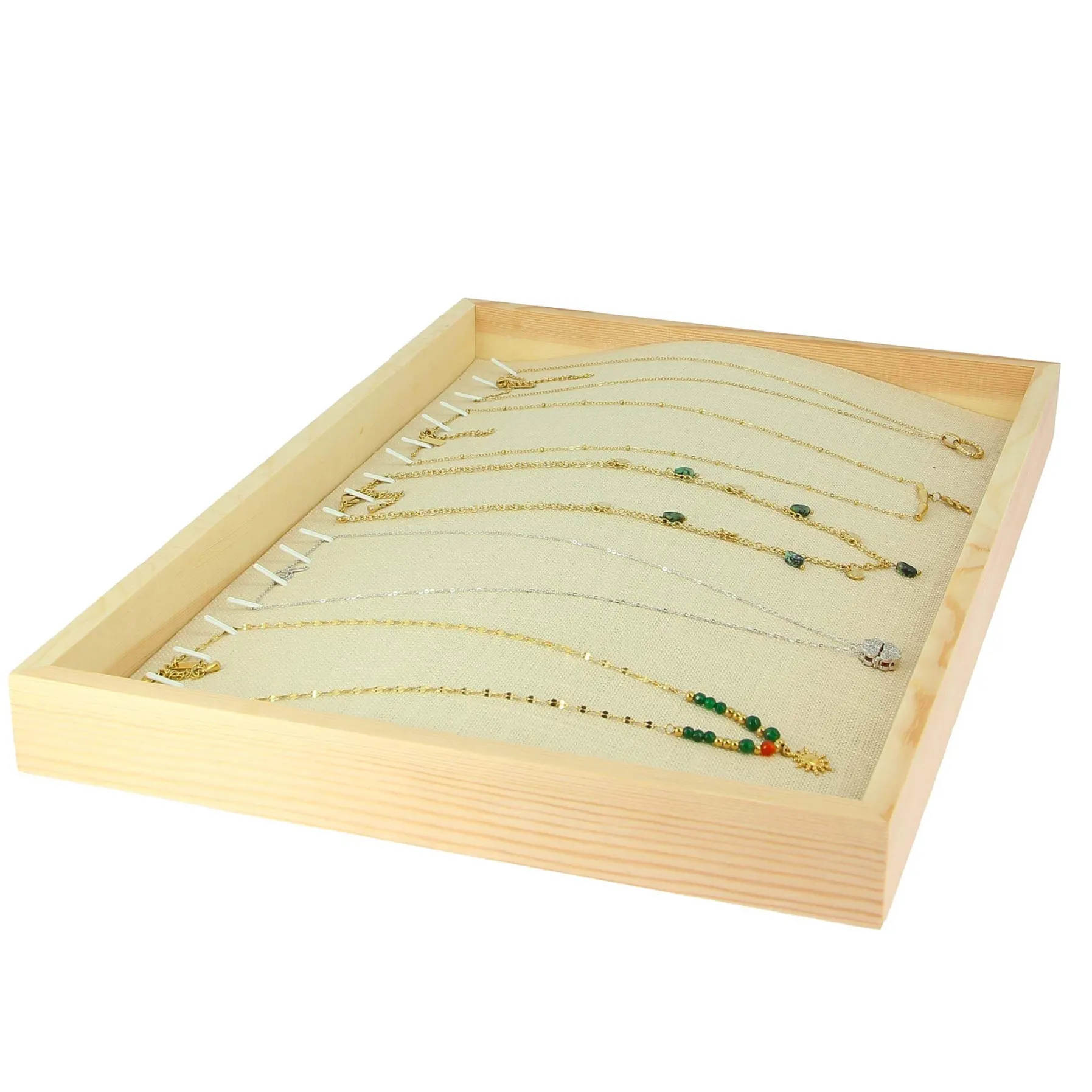 Luzaka Accessoires<Présentoir lin et bois pour colliers ou bracelets