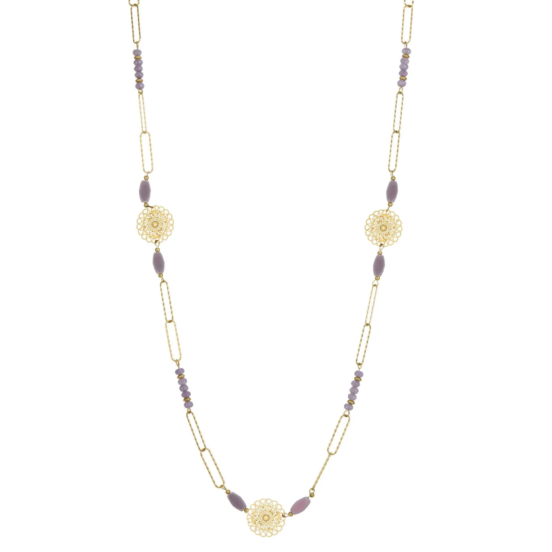 Femme Luzaka Colliers<Sautoir Maé acier doré et pierres